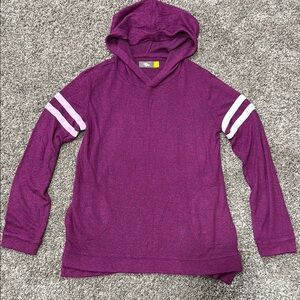 Rumi + Ryder Kids Purple and White Striped Sleeve Lightweight Hoodie Size 12/14
